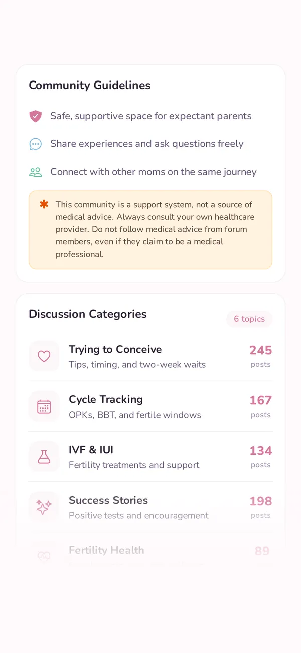 Trying-to-conceive community screen