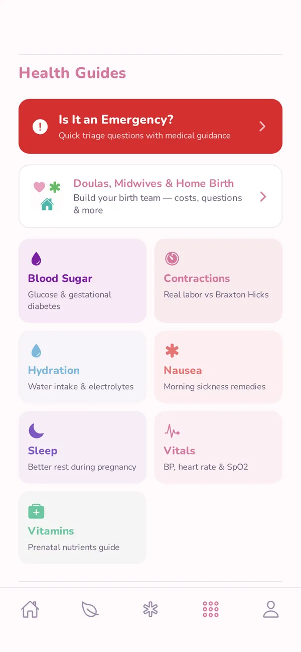 Pregnancy education guides screen